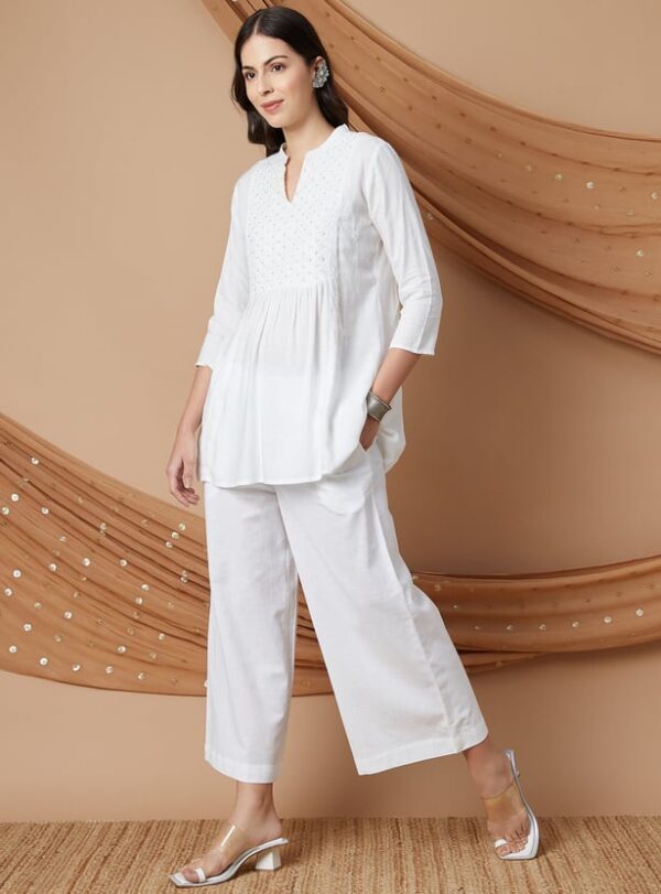 MELANGE Solid Wide Leg Culottes