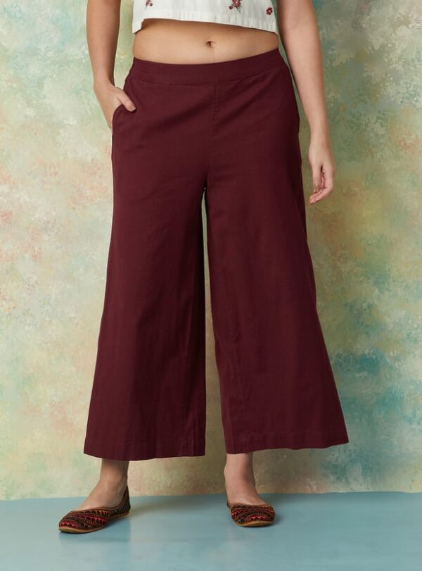 MELANGE Solid Wide Leg Culottes