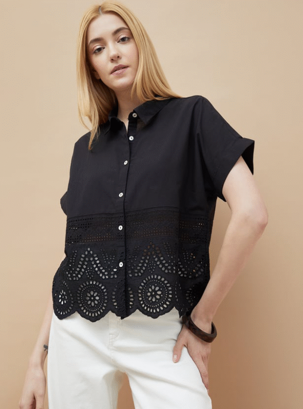 COLOUR ME Schiffili Embroidered Oversized Shirt - Image 2