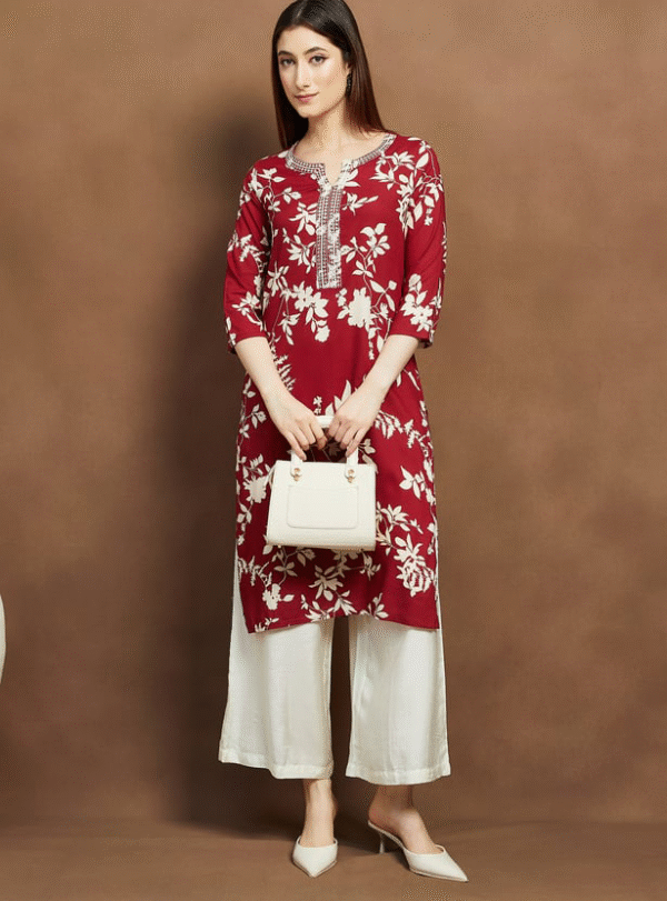 MELANGE Floral Print Straight Kurta