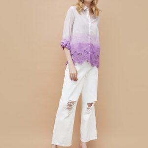 COLOUR ME Embroidered Ombre Shirt Style Top