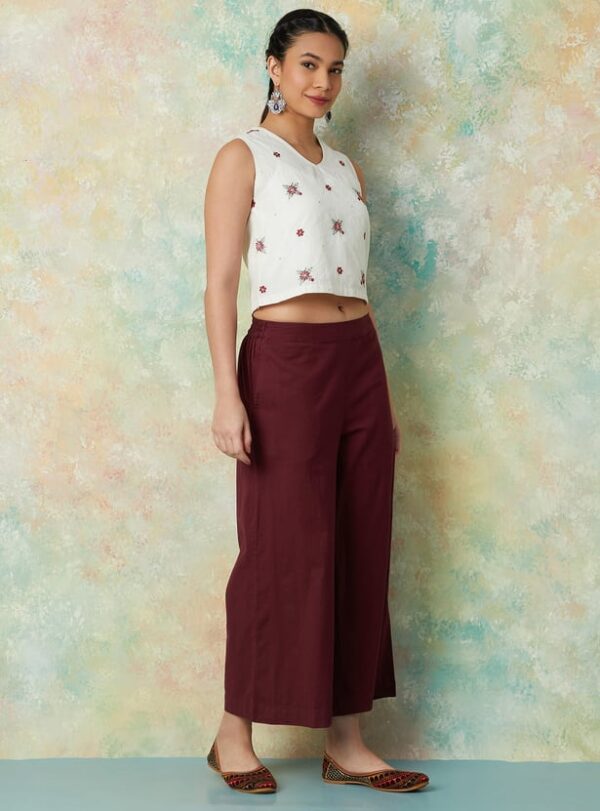 MELANGE Solid Wide Leg Culottes - Image 2