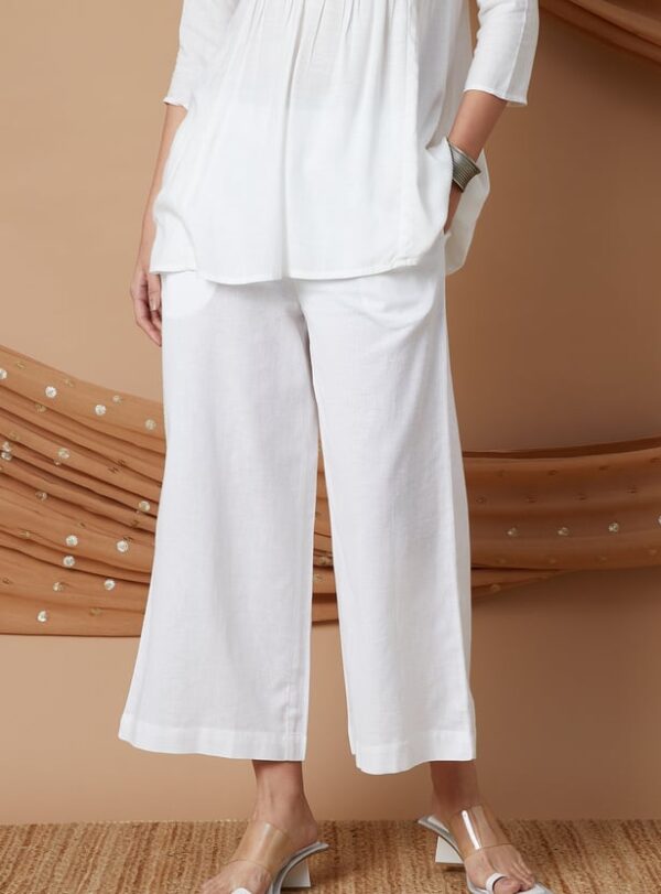 MELANGE Solid Wide Leg Culottes - Image 2