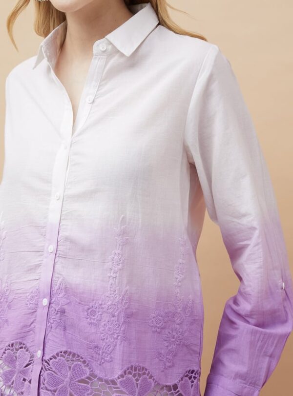 COLOUR ME Embroidered Ombre Shirt Style Top - Image 3