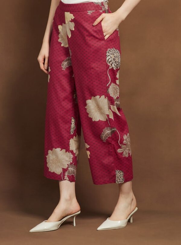 MELANGE Floral Print Straight Pants - Image 4