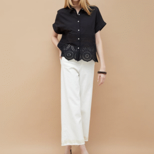 COLOUR ME Schiffili Embroidered Oversized Shirt
